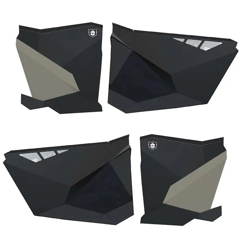 Four black and tan geometric traditional doors for Pro Armor P2218D003BL vehicle side panels