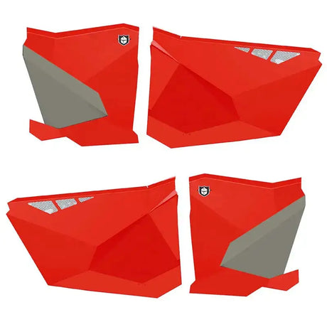 Four angular red and gray vehicle side panels for Pro Armor P2218D003BL traditional doors