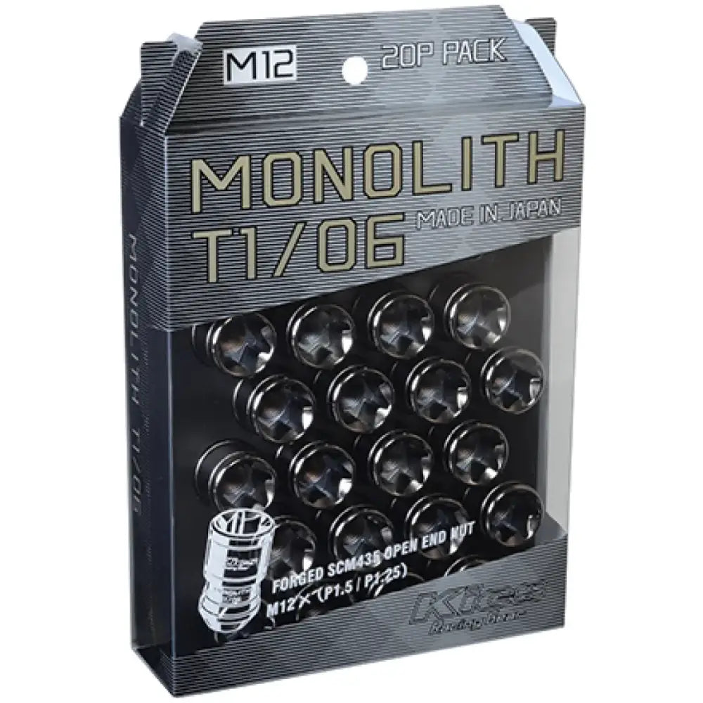 Project Kics 12 x 1.25 Glorious Black T1/06 Monolith Lug Nuts - 20 Pcs - Truck & Automotive