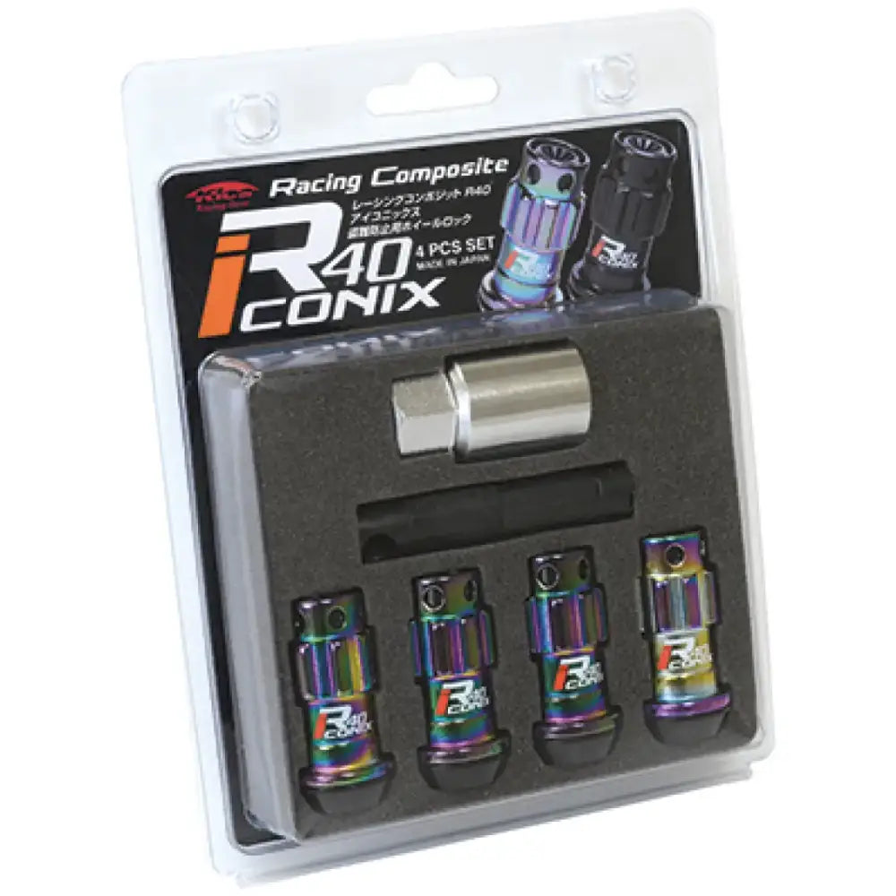 Project Kics 12X1.25 R40 Iconix Neochrome Lug Nut Lock Set - 4 - WYIF43NK