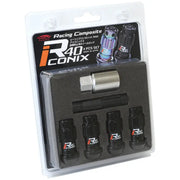 Project Kics 12X1.50 R40 Iconix Black Lug Nut Lock Set - 4 - Truck & Automotive