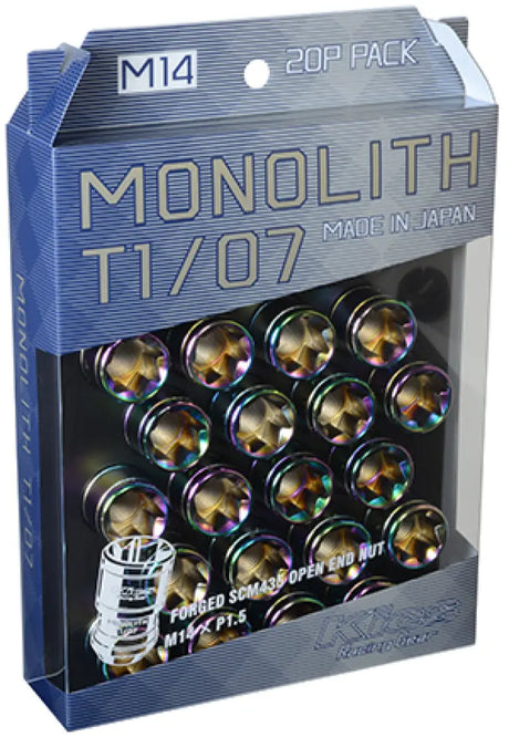 Project Kics 14 x 1.5 Neochrome T1/07 Monolith Lug Nuts - 20 Pcs - Truck & Automotive