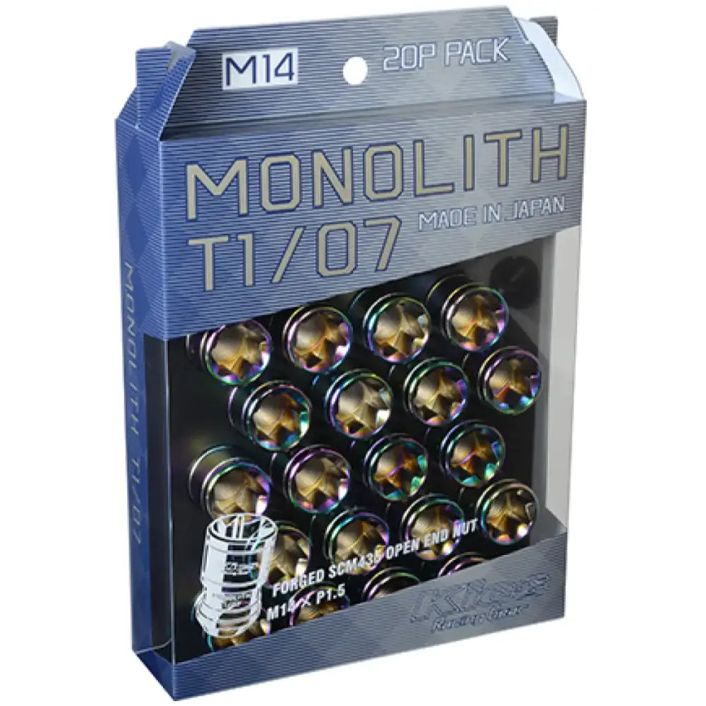 Project Kics 14 x 1.5 Neochrome T1/07 Monolith Lug Nuts - 20 Pcs - Truck & Automotive