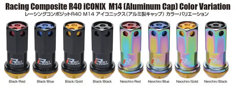 Project Kics 14x1.50 R40 Iconix Lock & Lug Nuts - Neo Chrome w/Gold Cap (16 + 4 Locks) - Truck Automotive
