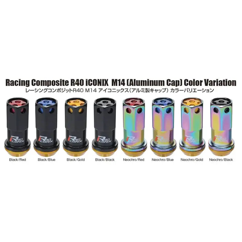 Project Kics 14x1.50 R40 Iconix Lock & Lug Nuts - Neo Chrome w/Gold Cap (16 + 4 Locks) - Truck Automotive