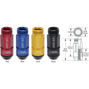 Project Kics WRL5311R Project Kics Leggdura Racing Shell Type Lug Nut 53mm Open-End Look 16 Pcs + 4 Locks 12X1.5 Red