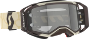 Brown and beige Prospect 2.0 sand dust motocross goggles with clear lens, light sensitive visor