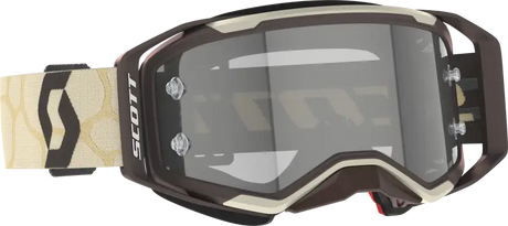Brown and beige Prospect 2.0 sand dust motocross goggles with clear lens, light sensitive visor