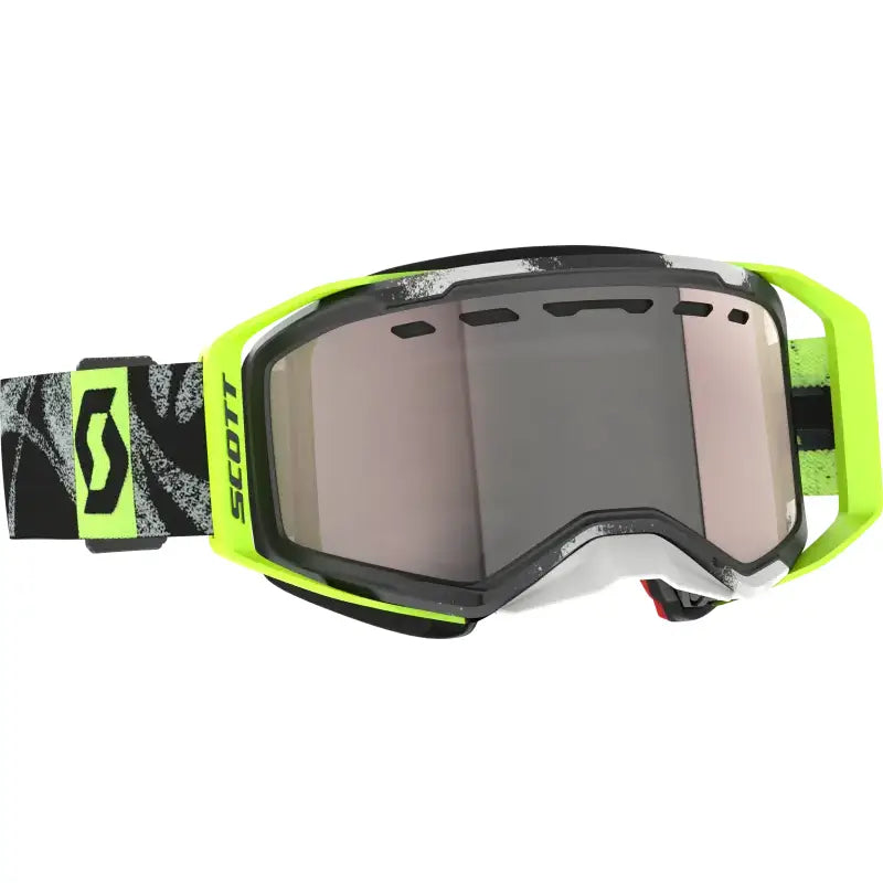Neon yellow black motocross goggles with mirrored lens for outdoor rv parts accessories