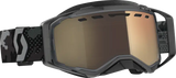 Prospect Goggle Snow Cross with black and grey design and reflective amber-gold lens