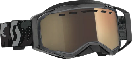Prospect Goggle Snow Cross with black and grey design and reflective amber-gold lens