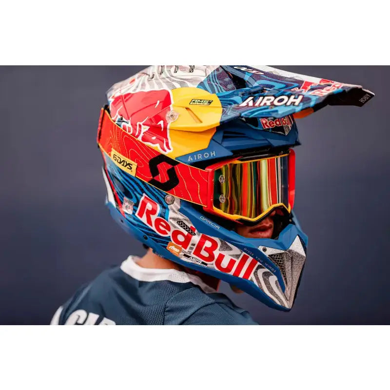 Colorful motocross helmet with mirrored goggles for Prospect Le 6 Days Goggle ISDE Spain