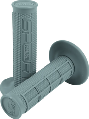 Gray motorcycle handlebar grips with stylish grey 1/2 waffle pattern for a cool look