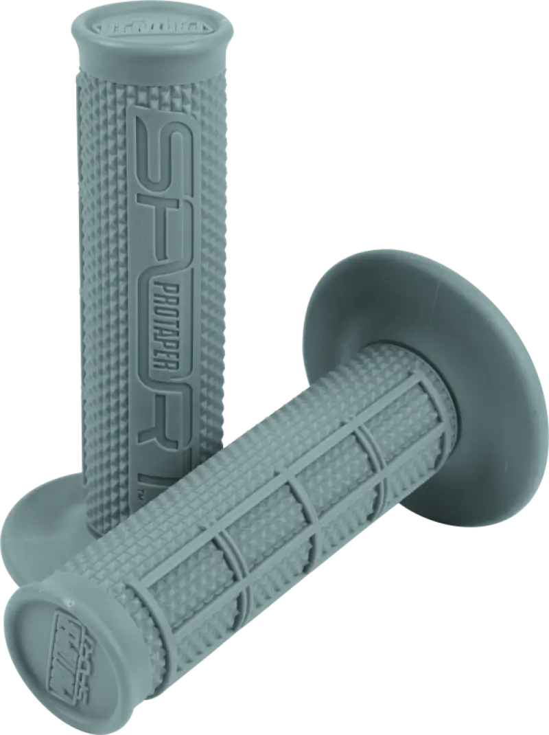 Gray motorcycle handlebar grips with stylish grey 1/2 waffle pattern for a cool look