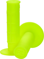Neon yellow waffle grips on bicycle handlebar for a vibrant neon yellow look