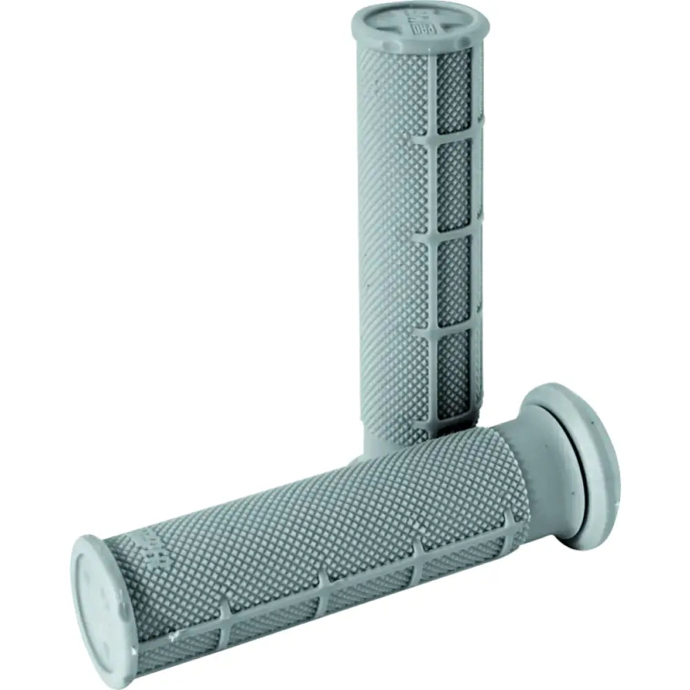 Gray textured handlebar grips with soft light gray waffle pattern for ATV riding