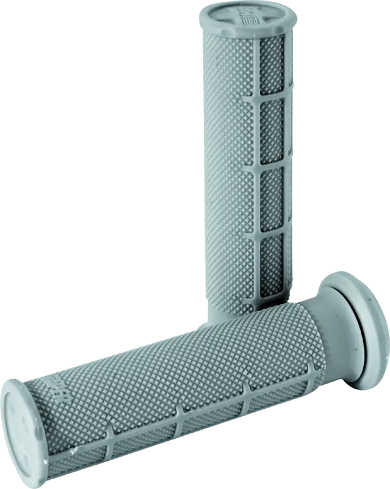 Gray textured handlebar grips with soft light gray waffle pattern for ATV riding