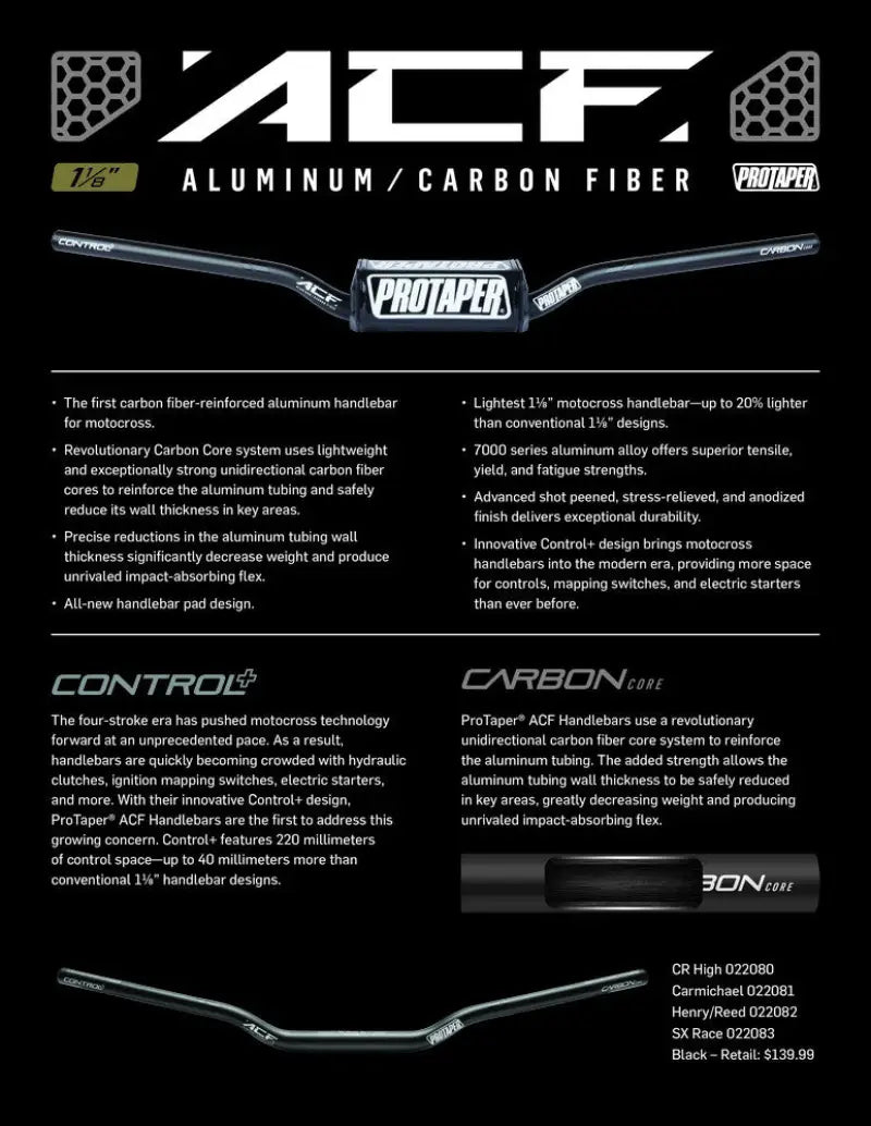 ProTaper ACF Henry/Reed Handlebar - Black - 022082 - Controls