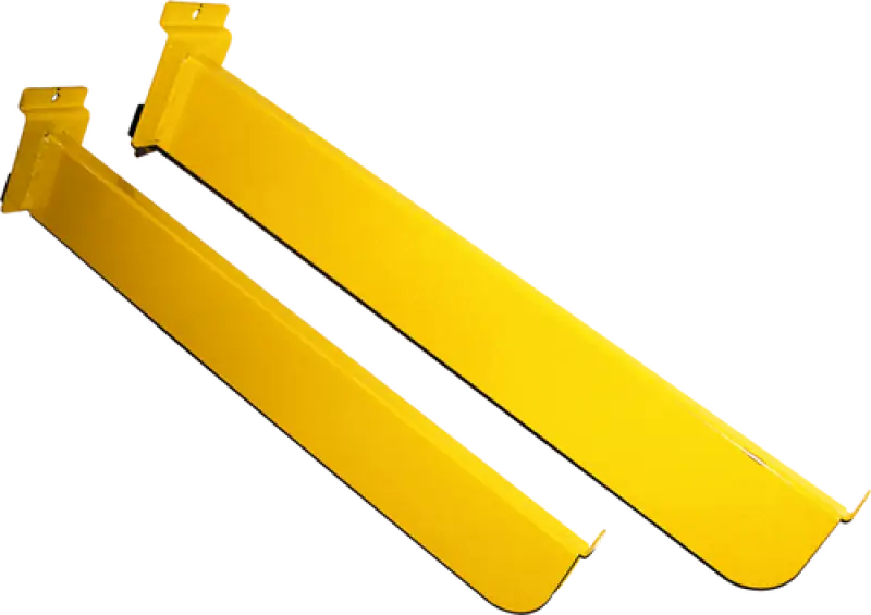 Yellow forklift forks for ProTaper Box Slat Wall Arm in ProTaper Box Slat Wall setup