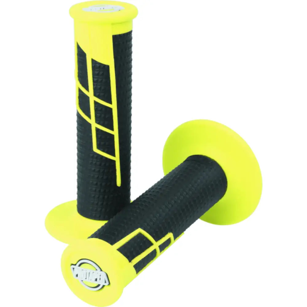 Yellow and black waffle grip handlebar grips for ProTaper Clamp-On 1/2 Neon Yellow Black