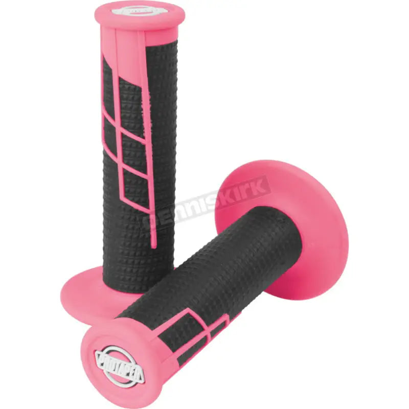 ProTaper Clamp-On waffle grip in neon pink and black for motorcycle handlebars