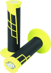 Yellow and black waffle grip handlebar grips for ProTaper Clamp-On 1/2 Neon Yellow Black
