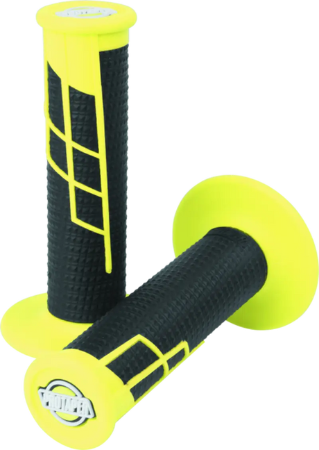 Yellow and black waffle grip handlebar grips for ProTaper Clamp-On 1/2 Neon Yellow Black