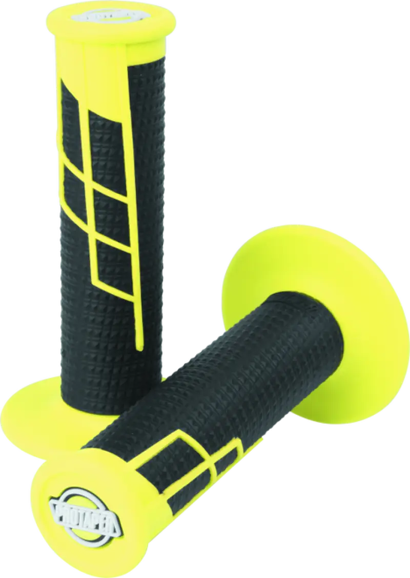 Yellow and black waffle grip handlebar grips for ProTaper Clamp-On 1/2 Neon Yellow Black