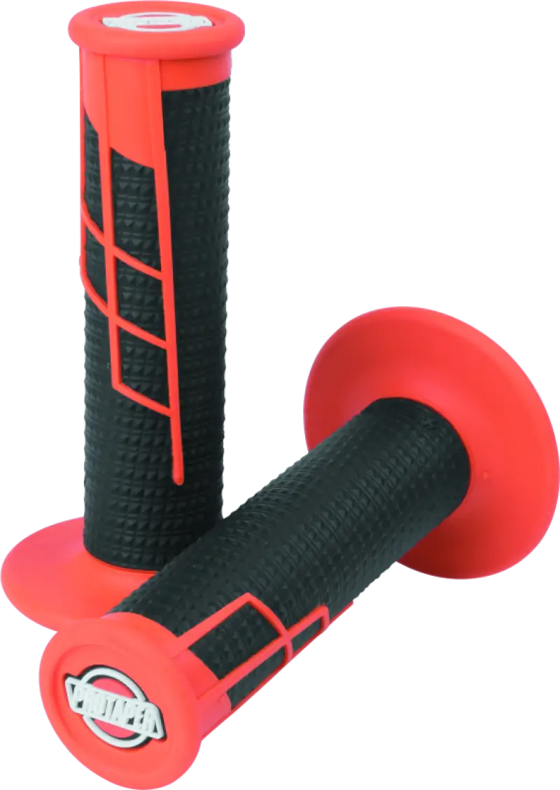 Red and black waffle grip on ProTaper Clamp-On 1/2 handlebar for orange black style