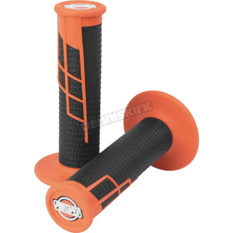 Orange and black waffle grip on ProTaper Clamp-On motorcycle handlebar grips