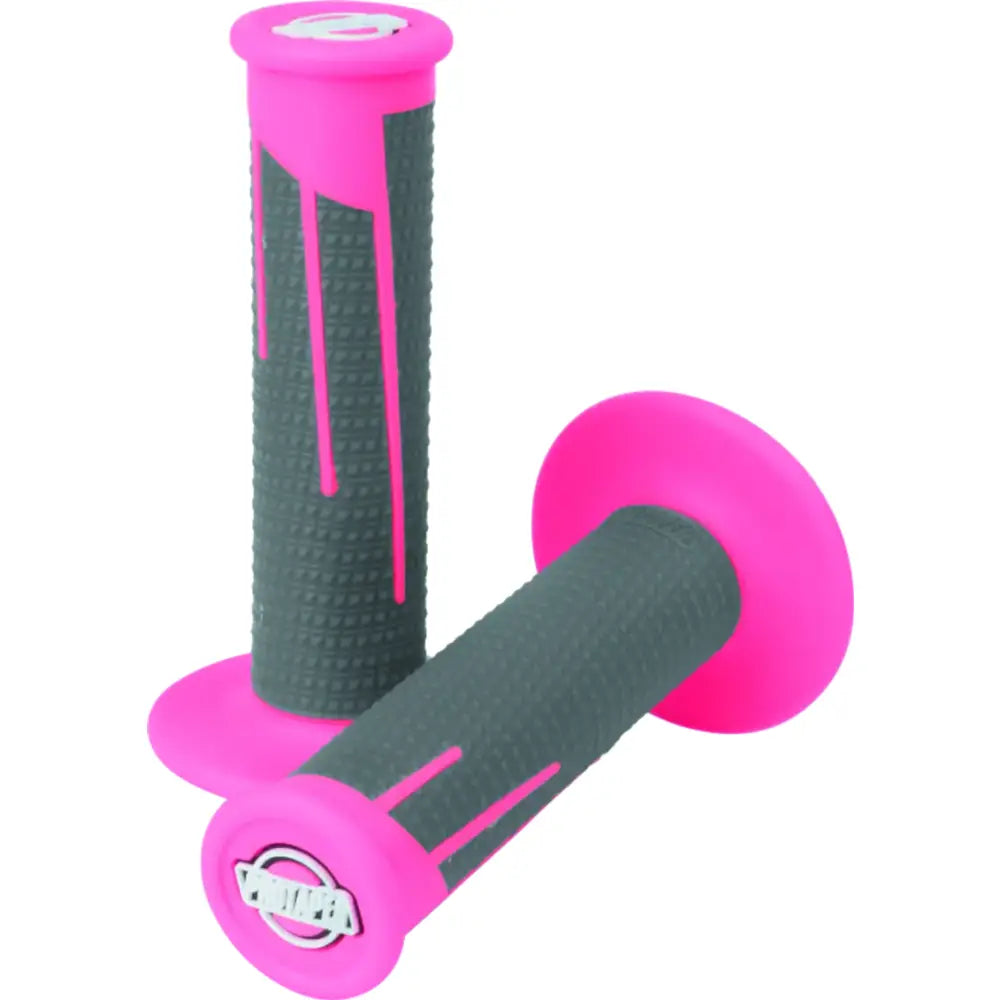 Pink and gray motorcycle handlebar grips in neon pink dark color for ProTaper Clamp-On Grips