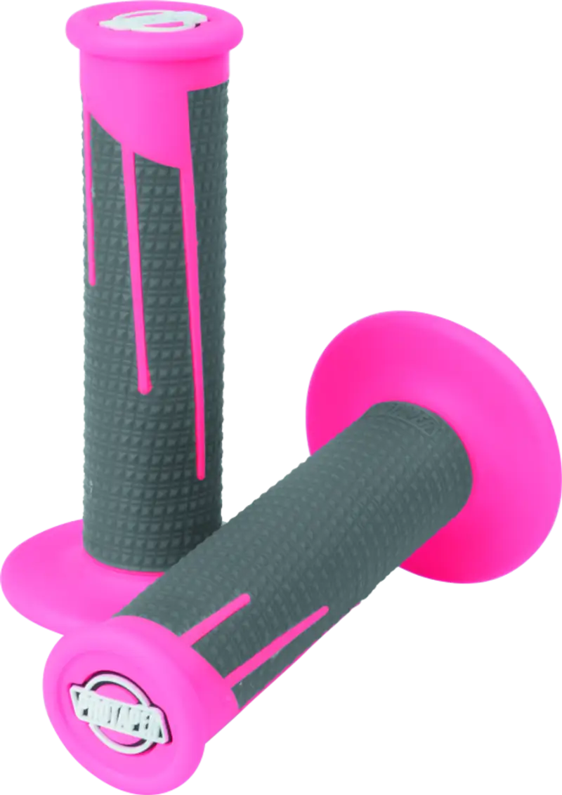 Pink and gray motorcycle handlebar grips in neon pink dark color for ProTaper Clamp-On Grips