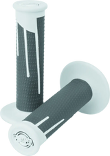 Gray and white motorcycle handlebar grips in dark gray and white dark colors for style