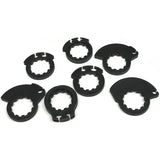 Seven black toothed-ringed semi-circular components perfect for ProTaper Full Diamond Grips in white dark gray