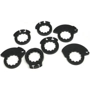 Seven black toothed-ringed semi-circular components perfect for ProTaper Full Diamond Grips in white dark gray
