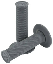 Gray textured handlebar grips from ProTaper with medium dark gray diamond grips