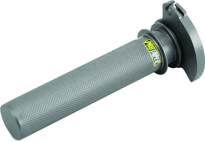 Gray motorcycle throttle grip on ProTaper Honda CR85 aluminum throttle tube