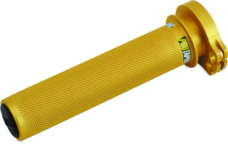 Gold ProTaper Twister throttle assembly with textured grip for KTM 2-stroke