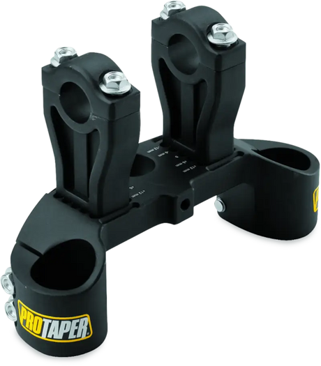 Black aluminum adjustable handlebar risers for Kawasaki KLX110 upper clamp assembly