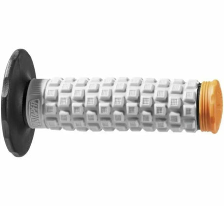 White and orange motorcycle handlebar grip from ProTaper Pillow Black Gray Orange series