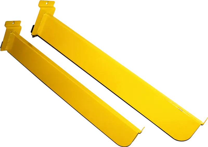 Yellow forklift forks on ProTaper Slat Wall Waterfall for easy storage and display