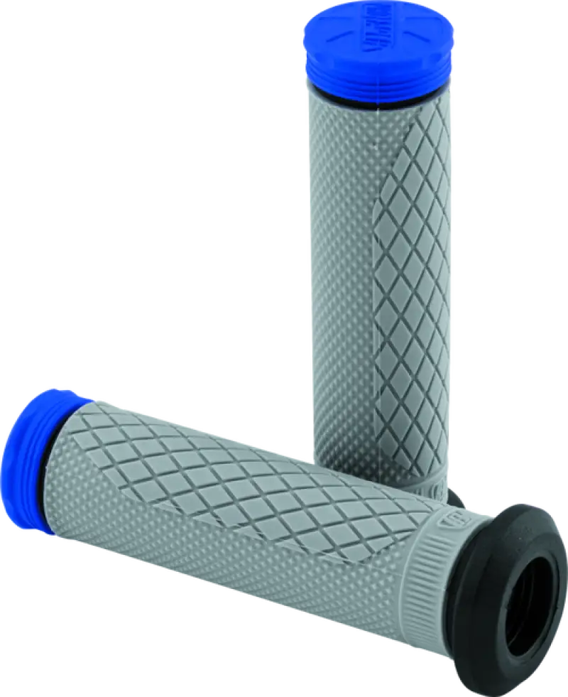 Gray ProTaper Tri Density Diamond ATV grips with blue and black ends for better control