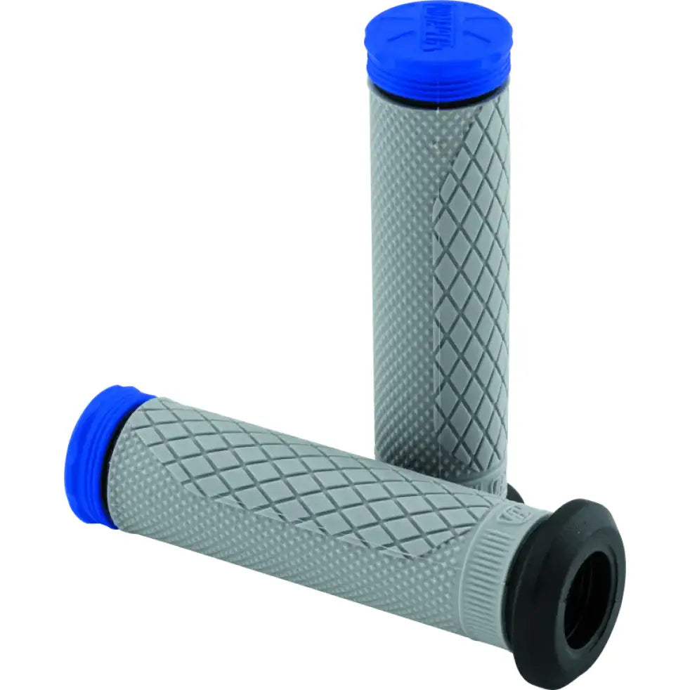 Gray ProTaper Tri Density diamond ATV grips with blue ends for a comfy ride