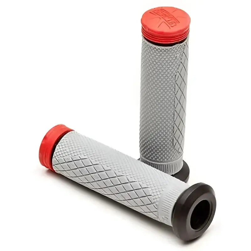Gray handlebar grips with red and black ends for ProTaper Tri Density Diamond ATV Grips