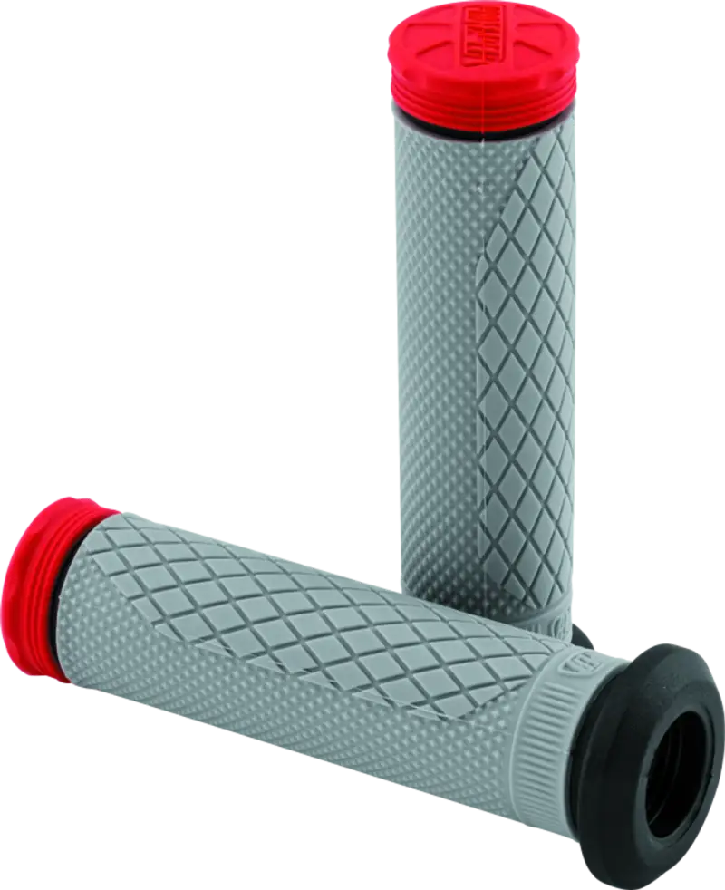 Gray ProTaper Tri Density Diamond ATV grips with red and black ends for bike control