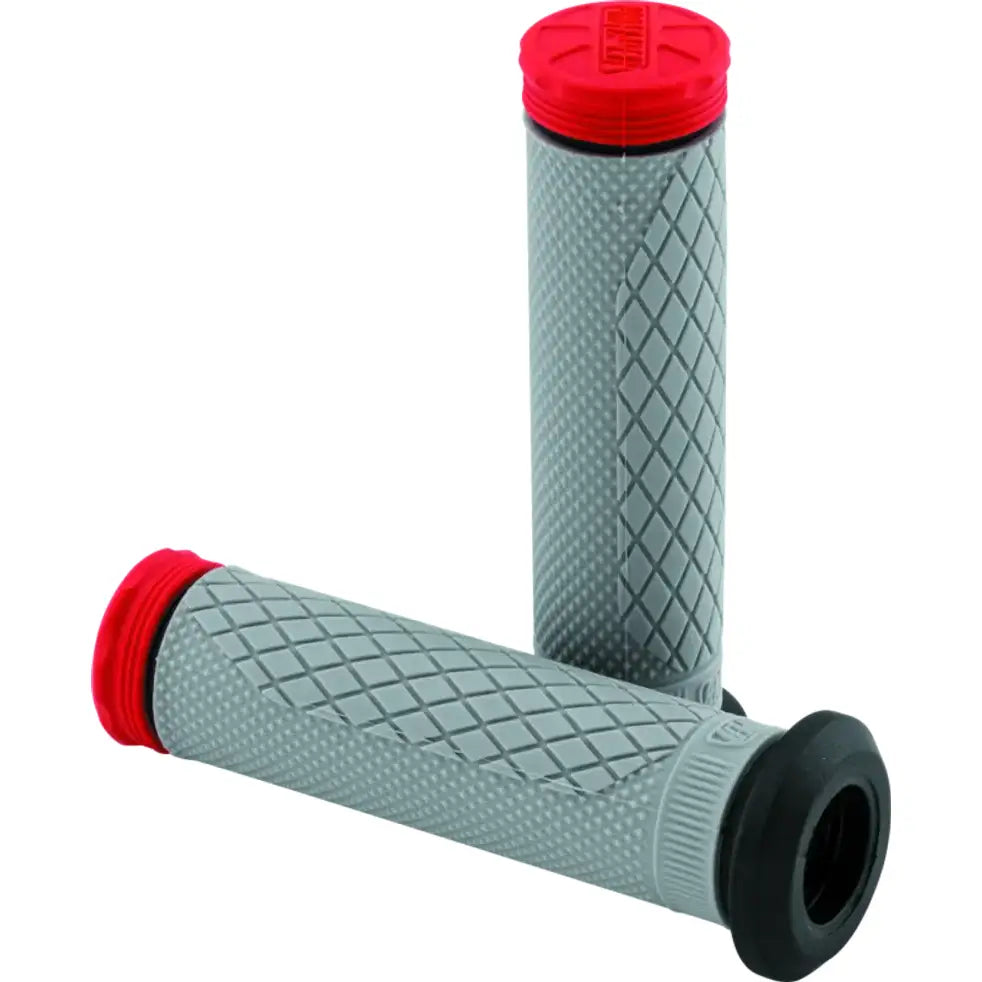 Gray ProTaper Tri Density Diamond ATV grips with red and black ends for bike control