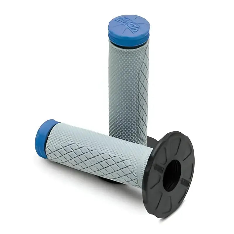 Gray and blue ProTaper Tri Density Diamond MX Grips for motorcycle handlebars