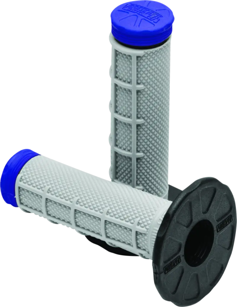 Gray and blue ProTaper Tri Density MX 1/2 Waffle Grips for motocross riding