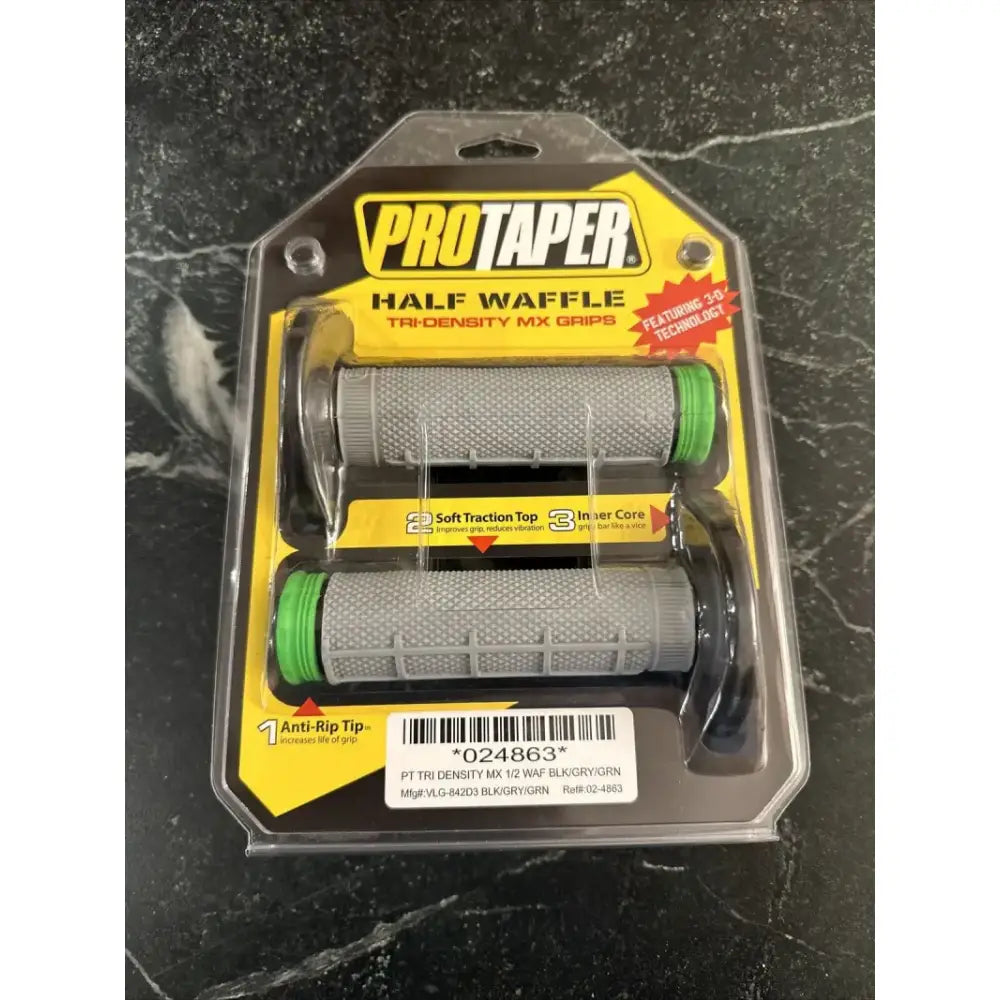 ProTaper tri density MX 1/2 waffle grips in green for dirt biking comfort