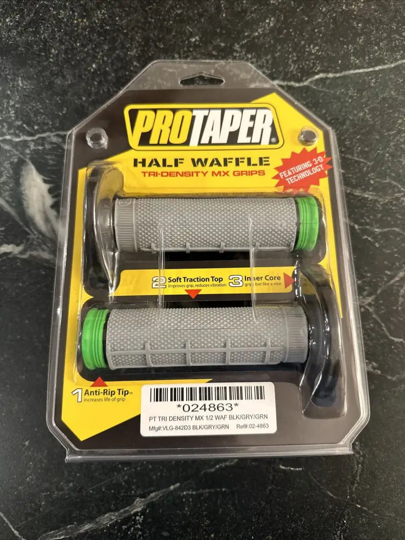 ProTaper tri density MX 1/2 waffle grips in green for dirt biking comfort